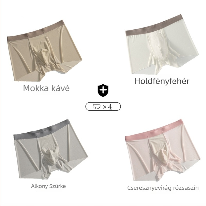 Nyári Ice Silk férfi boxer-briefs, antibakteriális, lélegző, gyorsan száradó, lazán szabott, ajándékdobozban