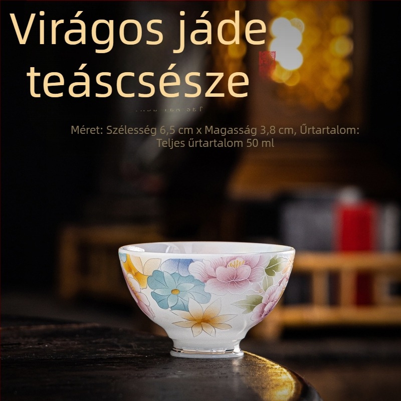 Kínai stílusú porcelán teáscsésze arany díszítéssel, otthoni használatra, tea kóstolására