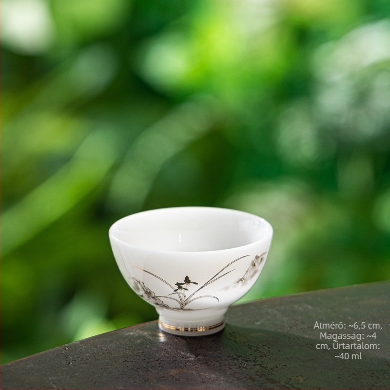 Kínai stílusú porcelán teáscsésze arany díszítéssel, otthoni használatra, tea kóstolására