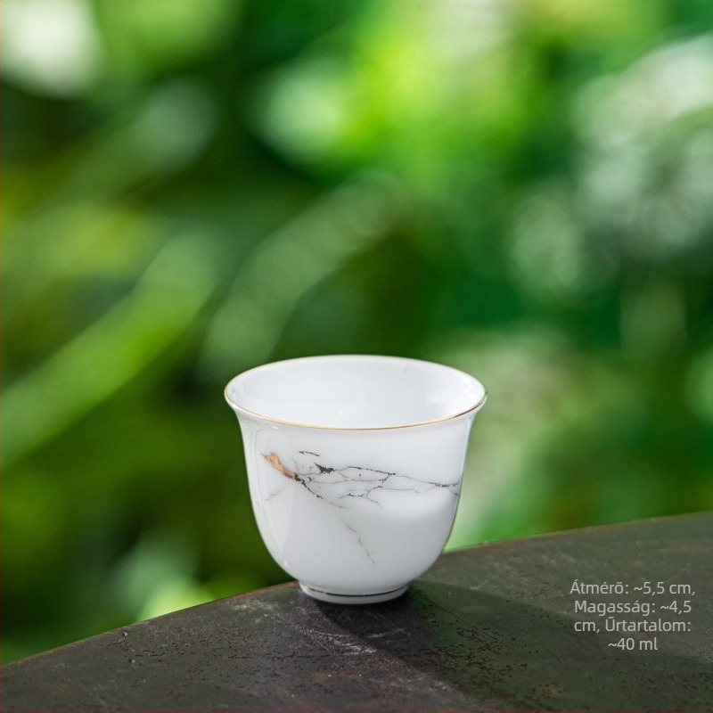 Kínai stílusú porcelán teáscsésze arany díszítéssel, otthoni használatra, tea kóstolására