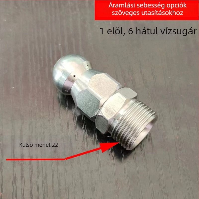 Három forgófejű rozsdamentes acél fúvóka nagy nyomású csatornatisztításhoz