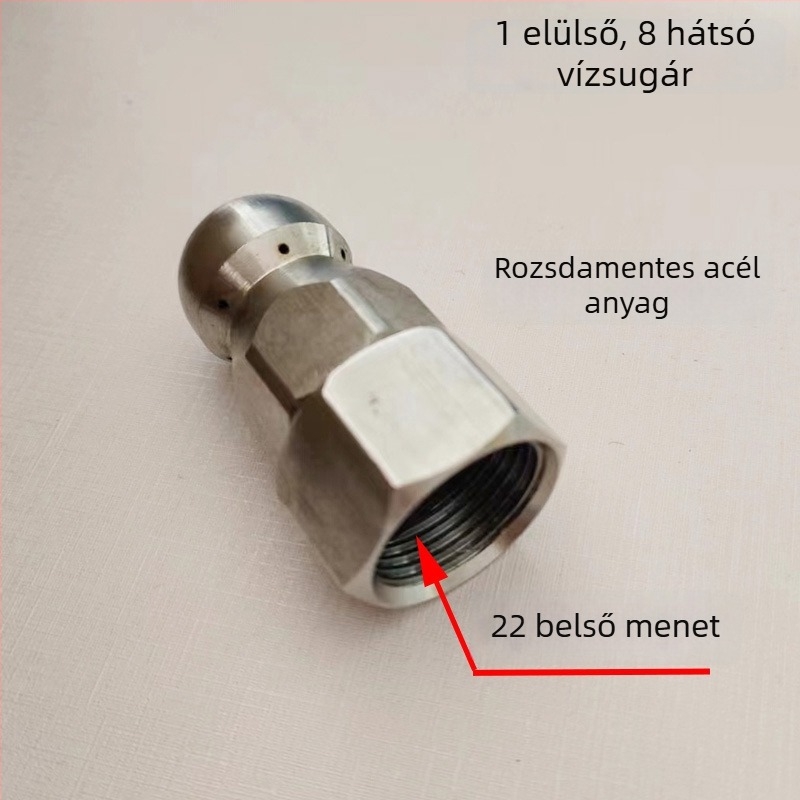 Három forgófejű rozsdamentes acél fúvóka nagy nyomású csatornatisztításhoz