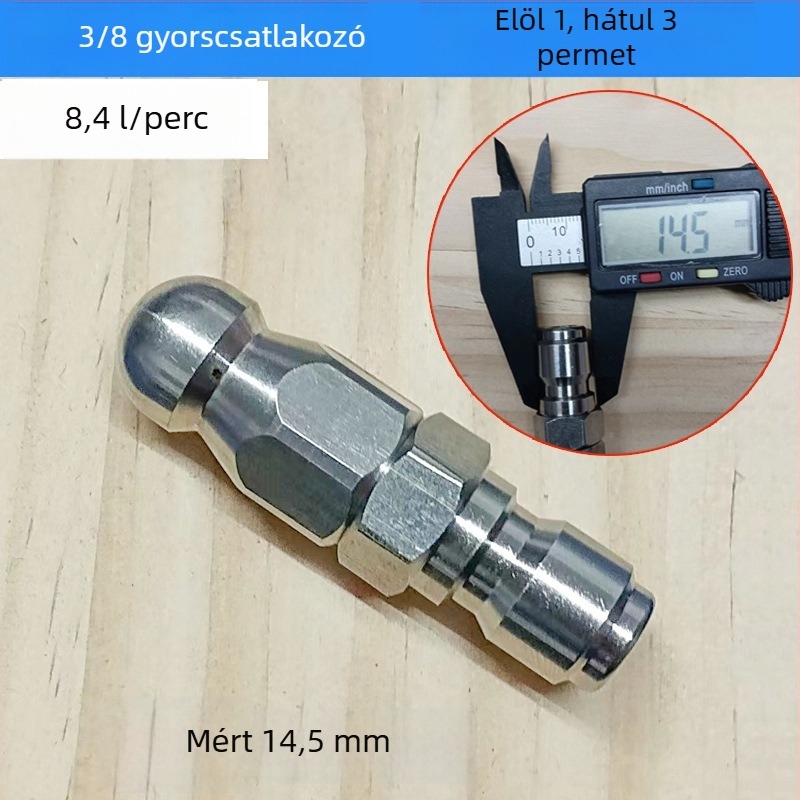 Három forgófejű rozsdamentes acél fúvóka nagy nyomású csatornatisztításhoz