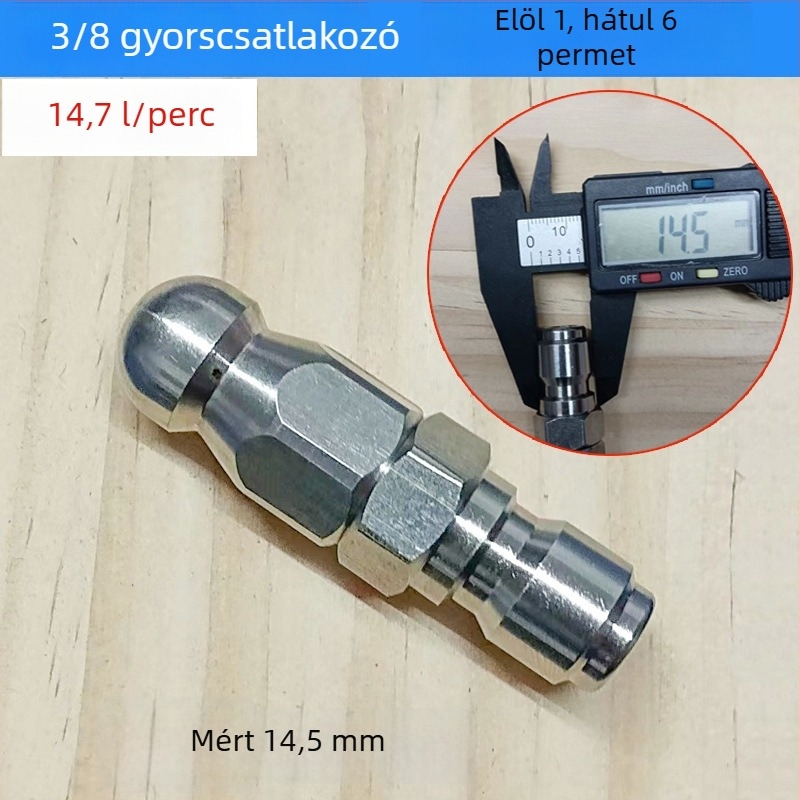 Három forgófejű rozsdamentes acél fúvóka nagy nyomású csatornatisztításhoz