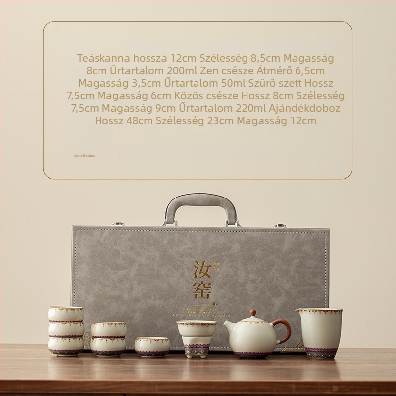 Ru Kiln Dunhuang teáskészlet: Gongfu kerámia, luxus, magas minőségű, irodai fogadásokhoz, ajándékdoboza
