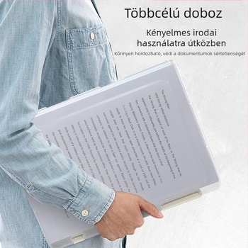 Átlátszó A4/A5-ös irattartó doboz dupla záródással - műanyag dokumentumok és nyugták tárolására