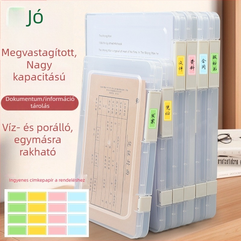 Átlátszó A4/A5-ös irattartó doboz dupla záródással - műanyag dokumentumok és nyugták tárolására