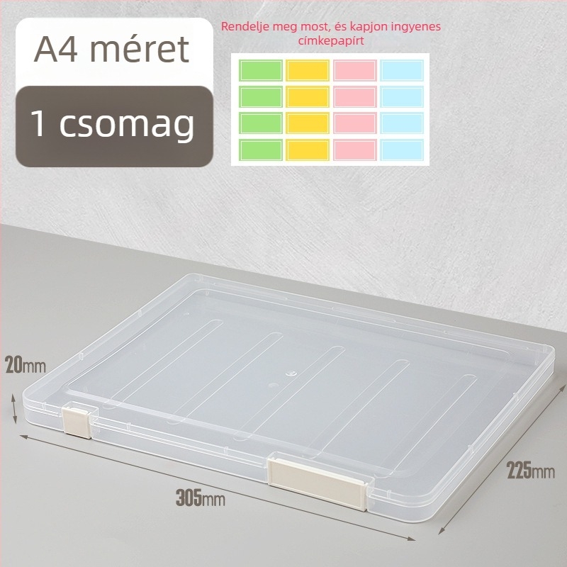 Átlátszó A4/A5-ös irattartó doboz dupla záródással - műanyag dokumentumok és nyugták tárolására