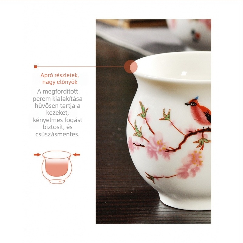 Jingdezhen Kung-Fu kerámia teáskészlet – kék-fehér porcelán, teáskanna és teáscsészék, teljes otthoni készlet, hőálló csészékkel
