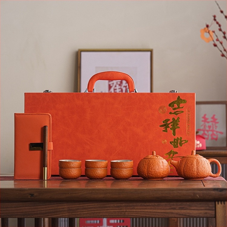 Persimmon Ruyi kerámiás teás készlet teáskannával és teás poharakkal, ajándékdobozban, testre szabható