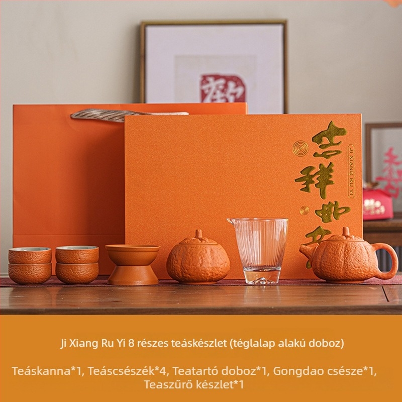 Persimmon Ruyi kerámiás teás készlet teáskannával és teás poharakkal, ajándékdobozban, testre szabható