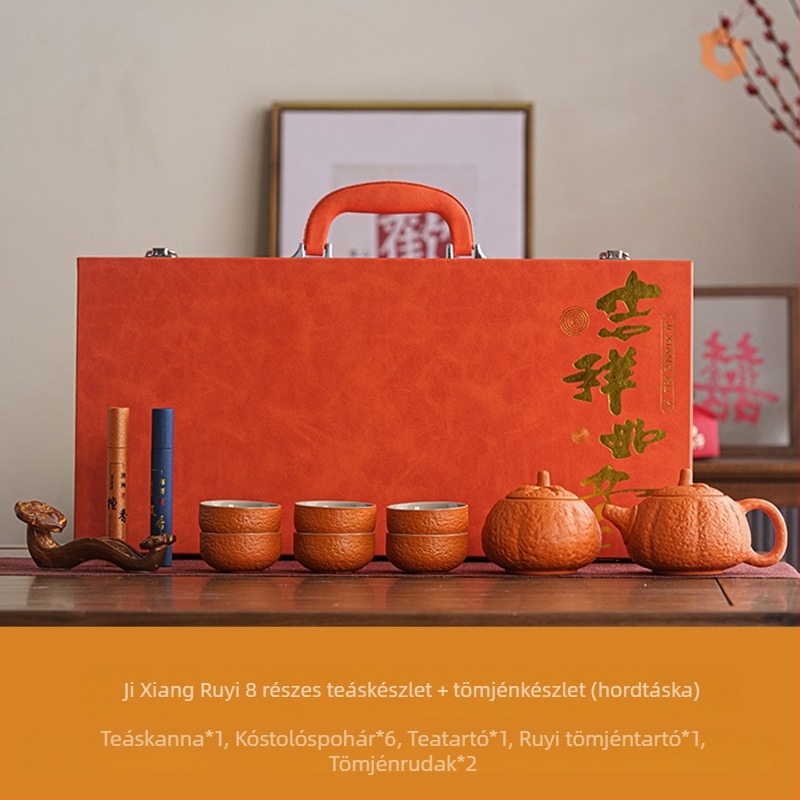 Persimmon Ruyi kerámiás teás készlet teáskannával és teás poharakkal, ajándékdobozban, testre szabható