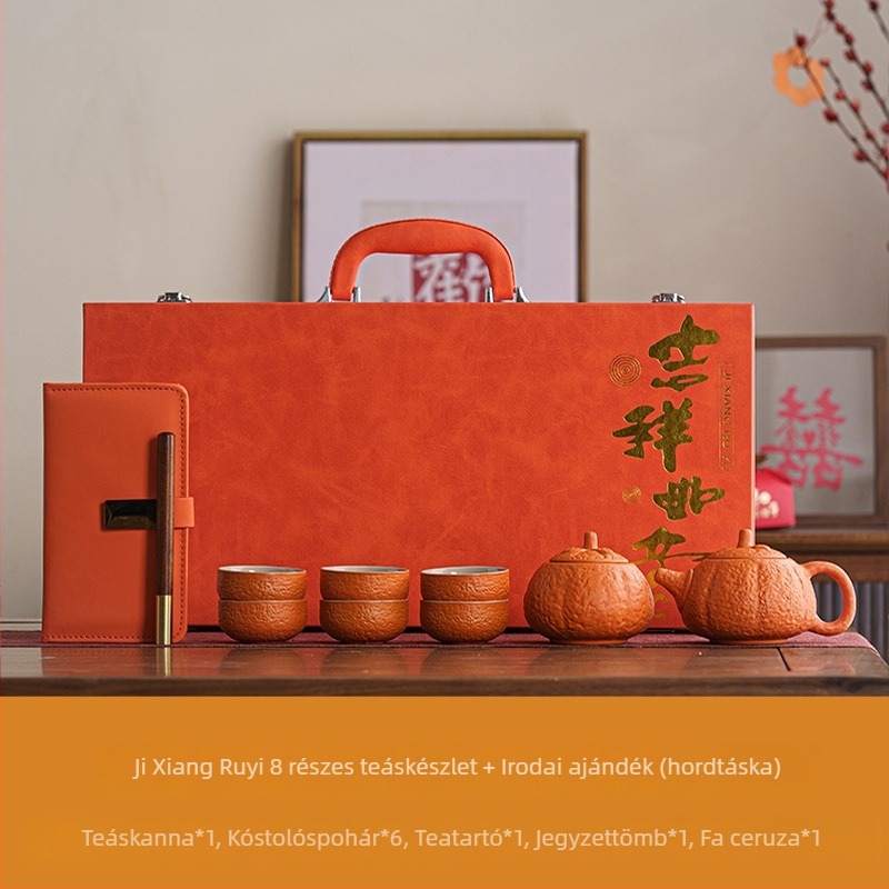 Persimmon Ruyi kerámiás teás készlet teáskannával és teás poharakkal, ajándékdobozban, testre szabható