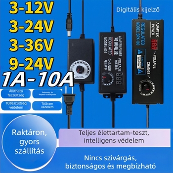 Szabályozható tápegység 3-12V/2A, 9-24V LED-szalaghoz és vízpumpa-motorhoz, állítható fordulatszám 3-24V