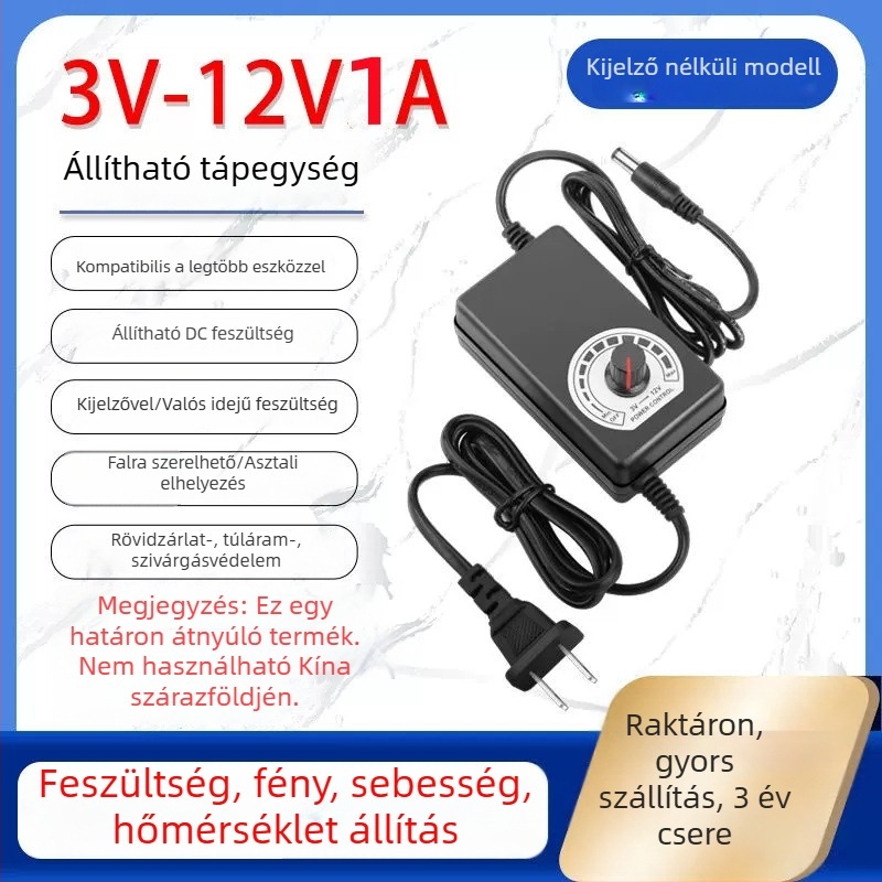 Szabályozható tápegység 3-12V/2A, 9-24V LED-szalaghoz és vízpumpa-motorhoz, állítható fordulatszám 3-24V