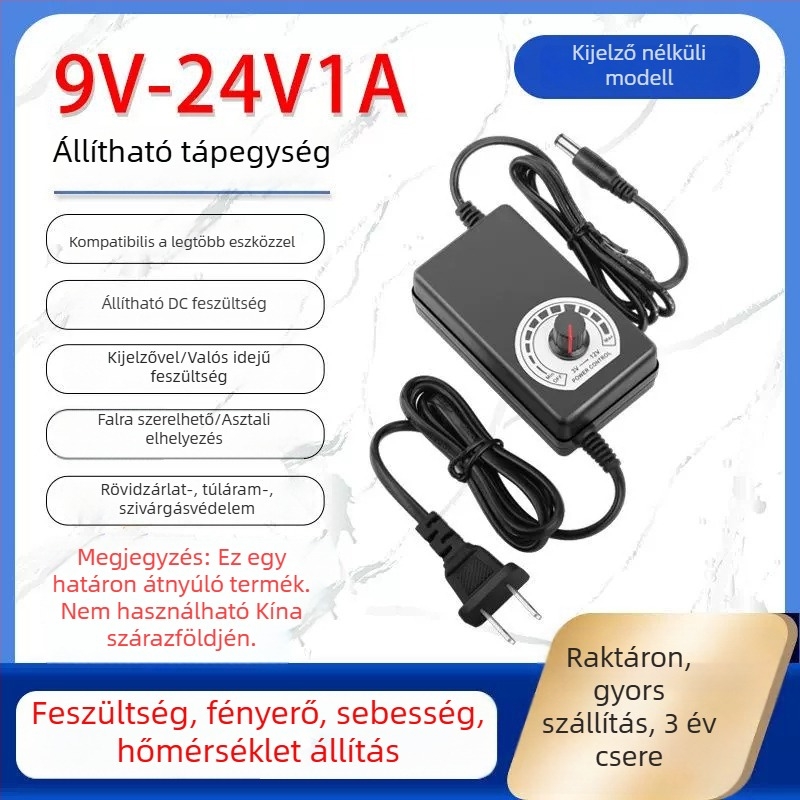 Szabályozható tápegység 3-12V/2A, 9-24V LED-szalaghoz és vízpumpa-motorhoz, állítható fordulatszám 3-24V