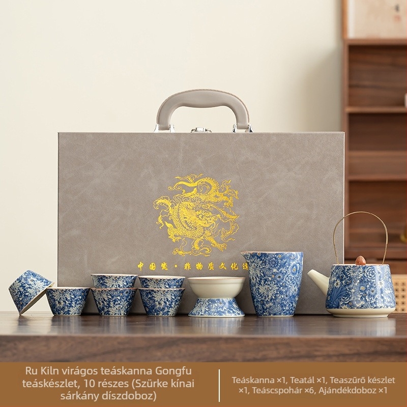 Ősi Kung Fu teás készlet porcelánból otthoni használatra — minimalist gaiwan teáskészlet teáskannával és teáscsészékkel, teljes készlet luxus ajándékdobozban