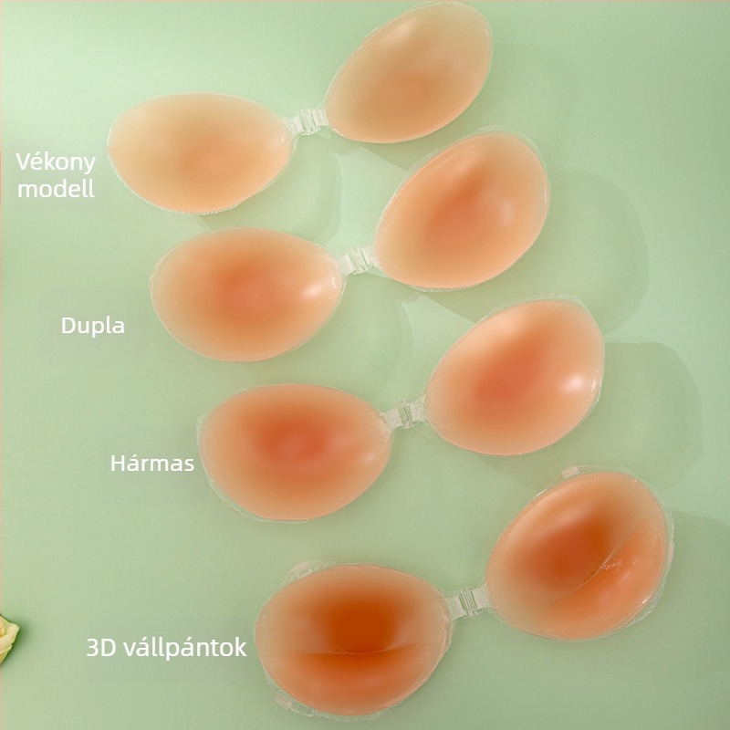 Vállpánt nélküli szilikon melltartó — láthatatlan, légáteresztő, vízálló, push-up párnákkal