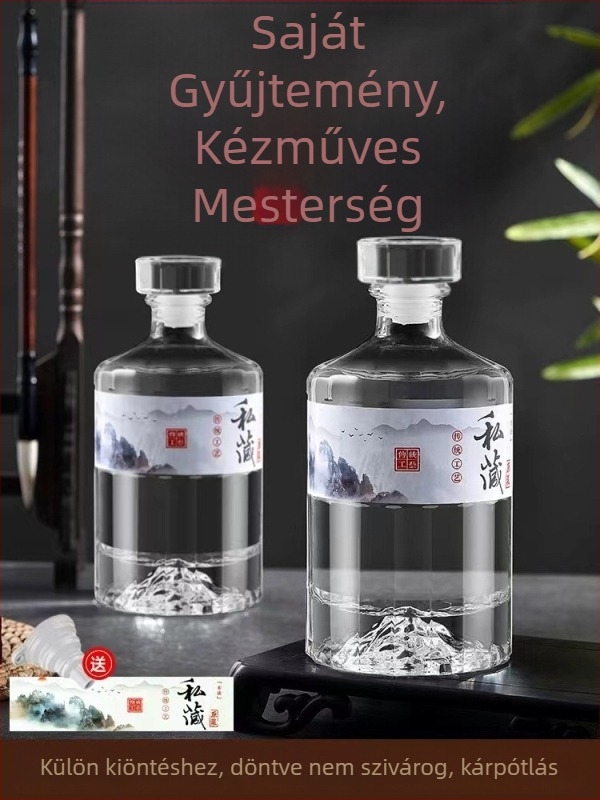 Kristályfehér üvegű italosüveg ajándékkészlet luxus dobozban, teljes csomagolás, zárható üres palackok esküvőkre és otthoni készítéshez.