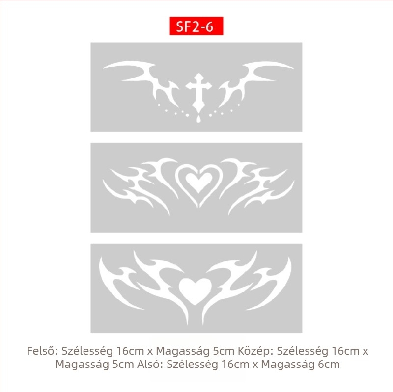 Szukkubusz üreges sablonnal, megnövelt permetezett tetoválás album — pillangó, szív, bőrhibák eltakarítása; kulcscsont, alsó hát, alsó has; uniszex