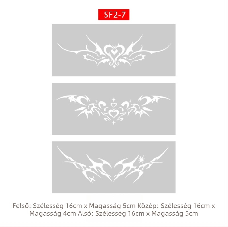 Szukkubusz üreges sablonnal, megnövelt permetezett tetoválás album — pillangó, szív, bőrhibák eltakarítása; kulcscsont, alsó hát, alsó has; uniszex