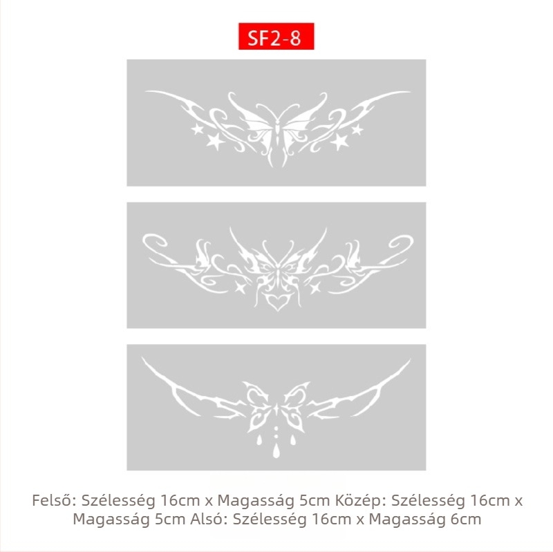 Szukkubusz üreges sablonnal, megnövelt permetezett tetoválás album — pillangó, szív, bőrhibák eltakarítása; kulcscsont, alsó hát, alsó has; uniszex