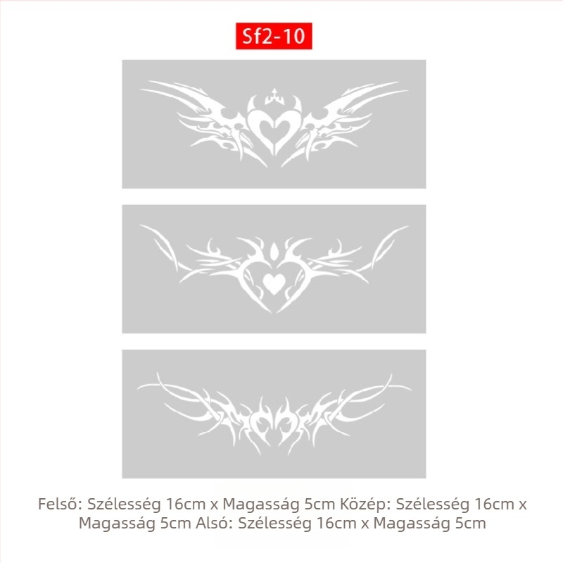 Szukkubusz üreges sablonnal, megnövelt permetezett tetoválás album — pillangó, szív, bőrhibák eltakarítása; kulcscsont, alsó hát, alsó has; uniszex