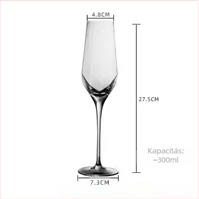 Gyémánttal díszített kristály vörösboros pohár, modern minimalist dizájn