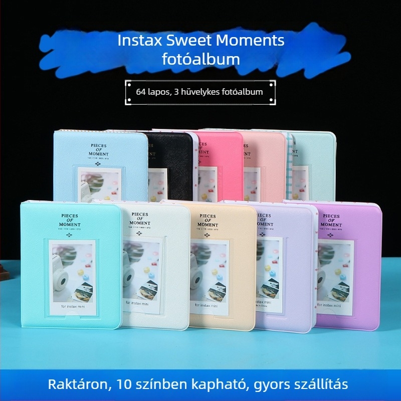 Polaroid-stílusú fotóalbum 3 hüvelykes beszúróoldalakkal, szabad oldalas emlékkönyv