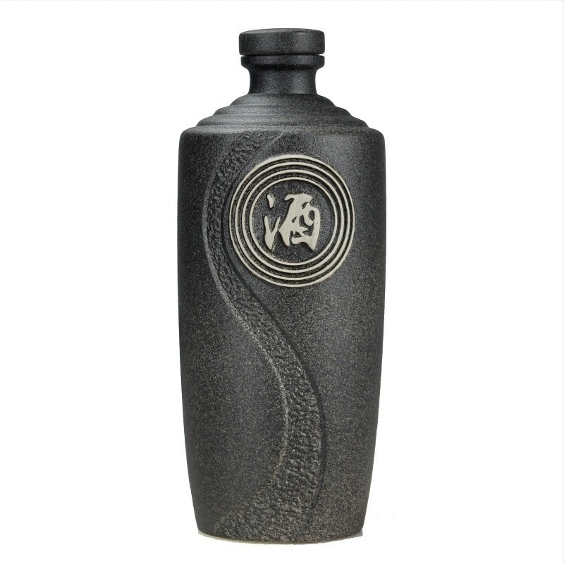 Zárható kerámia borosüveg tárolóedény, 500 ml, lila homokszín, modern minimalista stílus