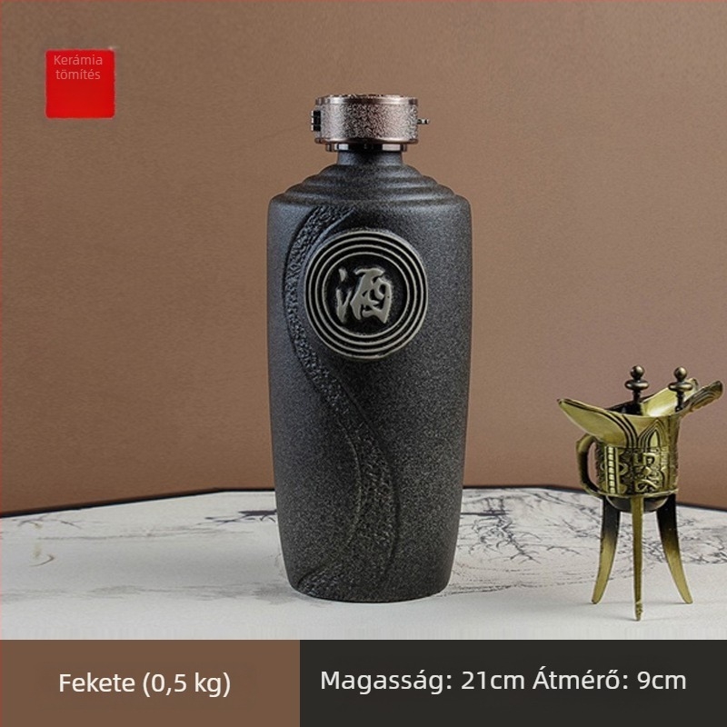 Zárható kerámia borosüveg tárolóedény, 500 ml, lila homokszín, modern minimalista stílus