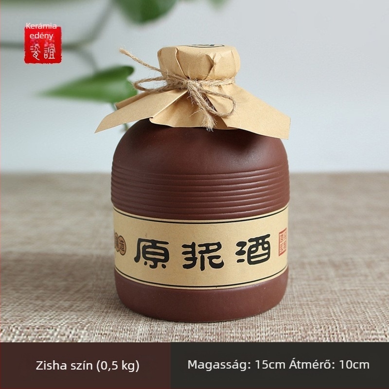 Zárható kerámia borosüveg tárolóedény, 500 ml, lila homokszín, modern minimalista stílus