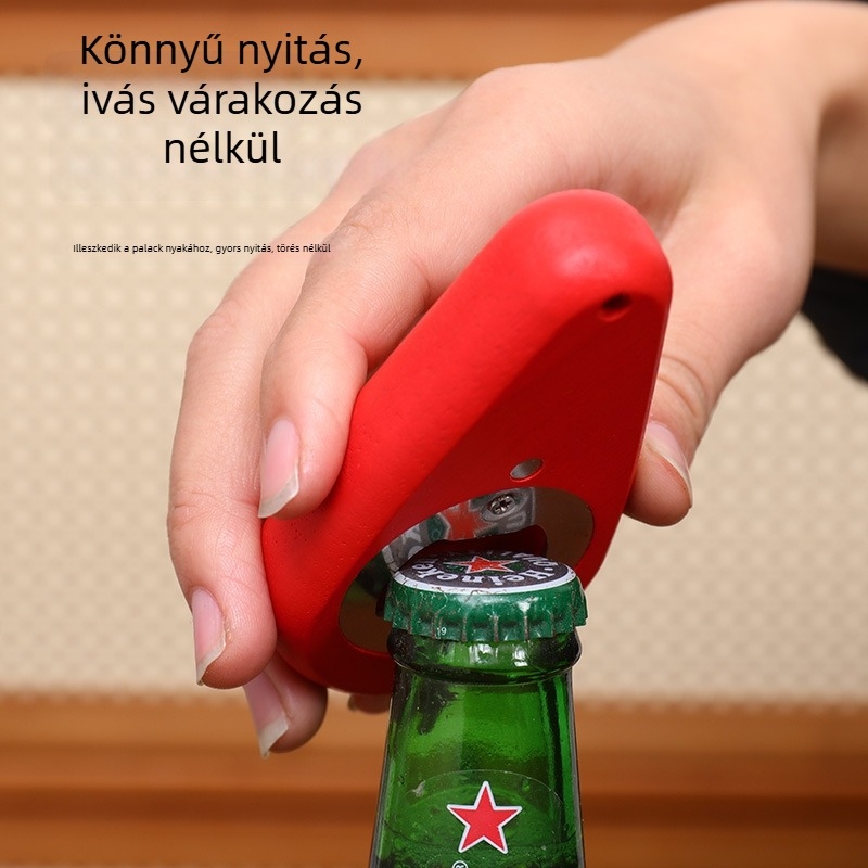 Fából készült üvegnyitó, vízcsepp alakú, letisztult dizájn, mágneses
