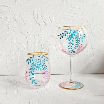 Kézzel festett művészeti borospohár, magas szárú üveg, 401-500 ml, könnyű luxus, kiváló minőség