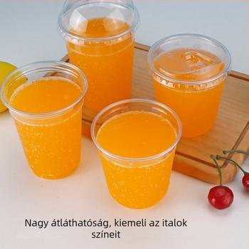 Egyszer használatos PET pohár tej-tea italhoz, U-formájú pohár, 90 mm átmérő