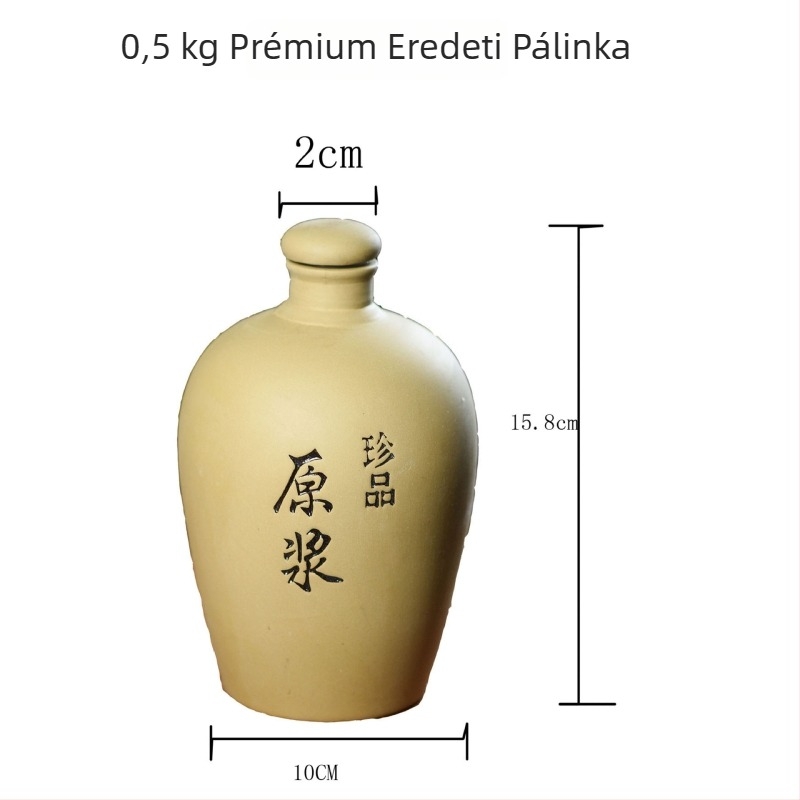 Purpurszínű agyag kerámia borosüveg zárható fedéllel, 0,5–2,5 kg kapacitás, otthoni tárolásra, retro luxus stílus.