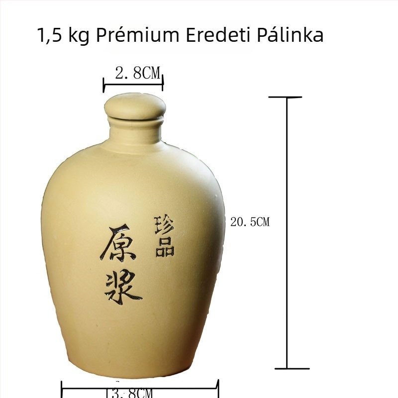 Purpurszínű agyag kerámia borosüveg zárható fedéllel, 0,5–2,5 kg kapacitás, otthoni tárolásra, retro luxus stílus.