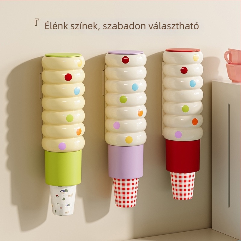 Falra szerelhető pohártartó egyszer használatos papír poharakhoz, műanyag pohár tároló otthonra és kávézóba, pohár tároló állvány