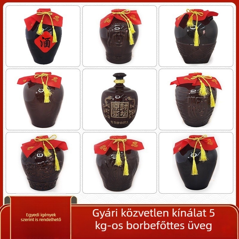 5 kg-os kerámia boros tárolóedények, zárhatóak, kereskedelmi és otthoni bor tárolására, retro stílusú készlet