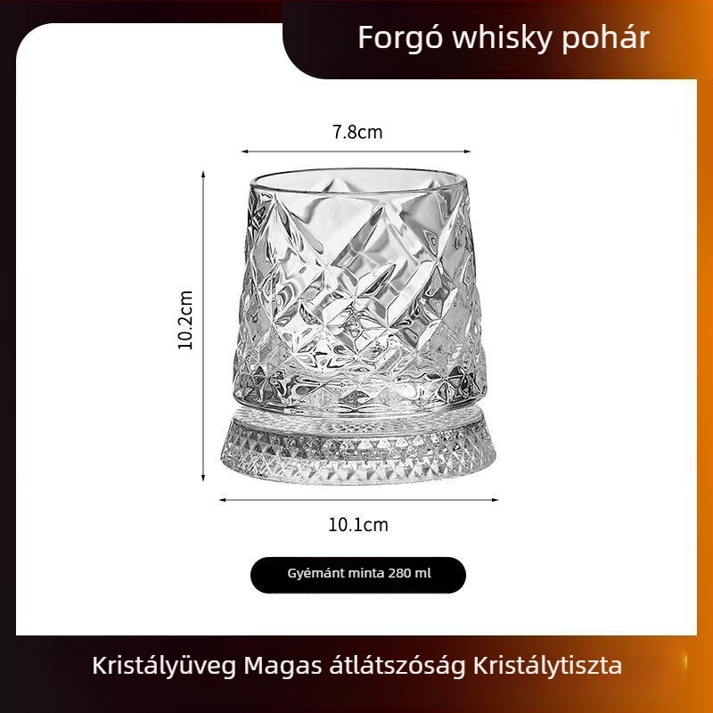 Prémium forgó whiskypohár kristályüvegből otthoni használatra