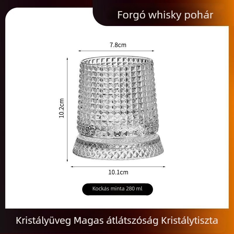 Prémium forgó whiskypohár kristályüvegből otthoni használatra