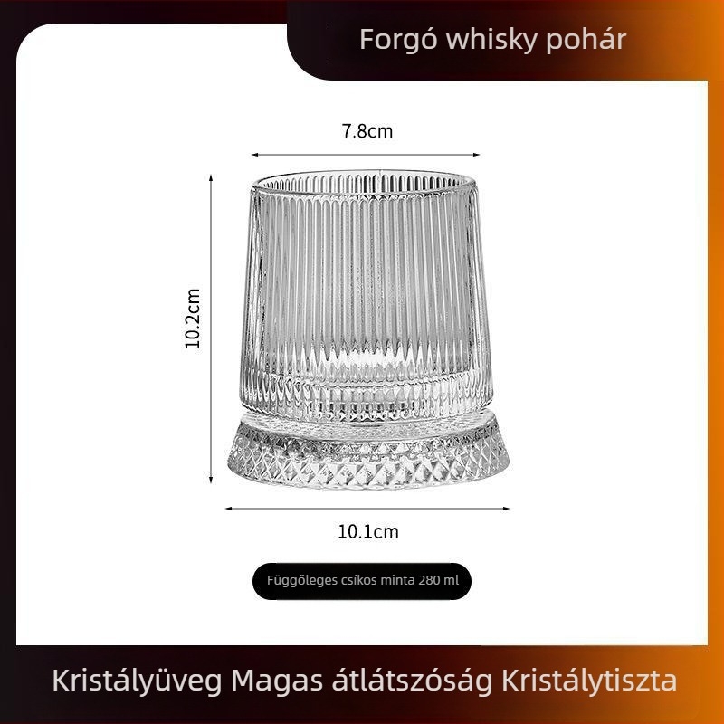 Prémium forgó whiskypohár kristályüvegből otthoni használatra