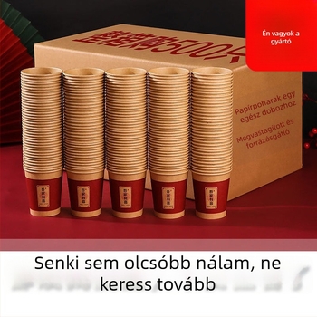 Piros, vastagított papír pohár esküvőkhöz, egyszer használatos, bankettekre és otthoni használatra