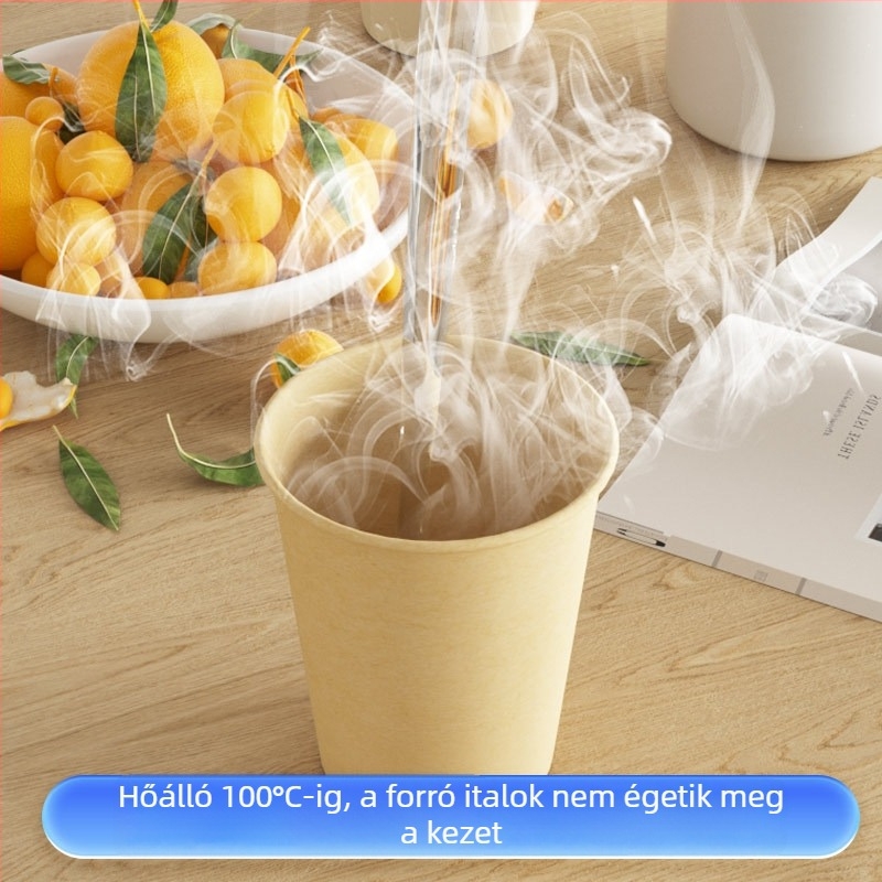 Eldobható vastagított papír pohár, otthoni és irodai használatra, forró és hideg italokhoz, tej-tea pohár, 250 ml, 100 darab