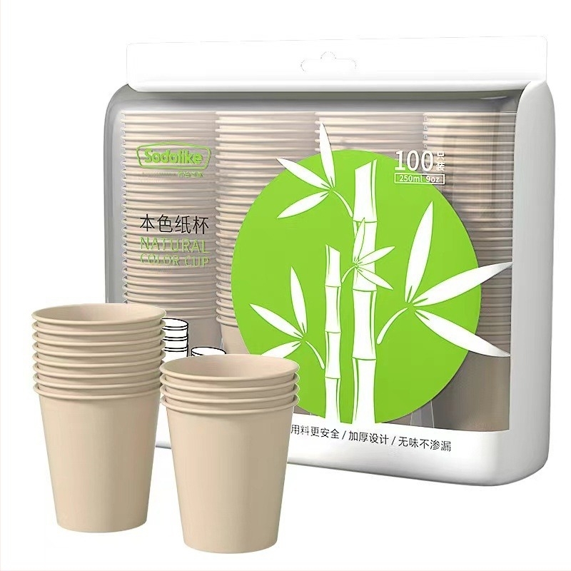 Eldobható vastagított papír pohár, otthoni és irodai használatra, forró és hideg italokhoz, tej-tea pohár, 250 ml, 100 darab