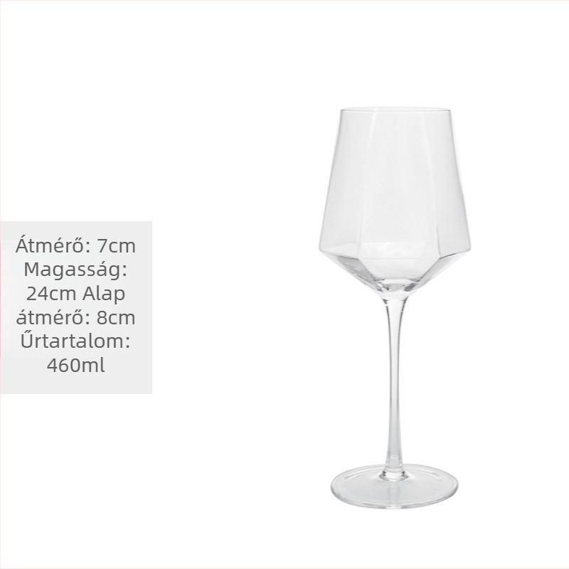 Kristályból készült borospohár hatszögletű gyémánt mintával, arany díszítéssel, átlátszó, 301–400 ml, modern minimalista stílus
