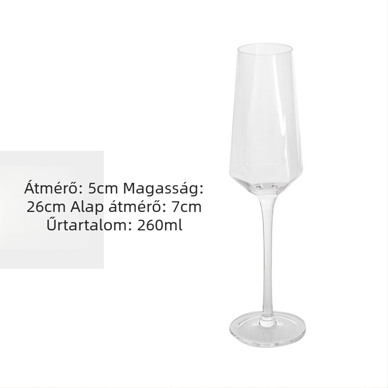 Kristályból készült borospohár hatszögletű gyémánt mintával, arany díszítéssel, átlátszó, 301–400 ml, modern minimalista stílus