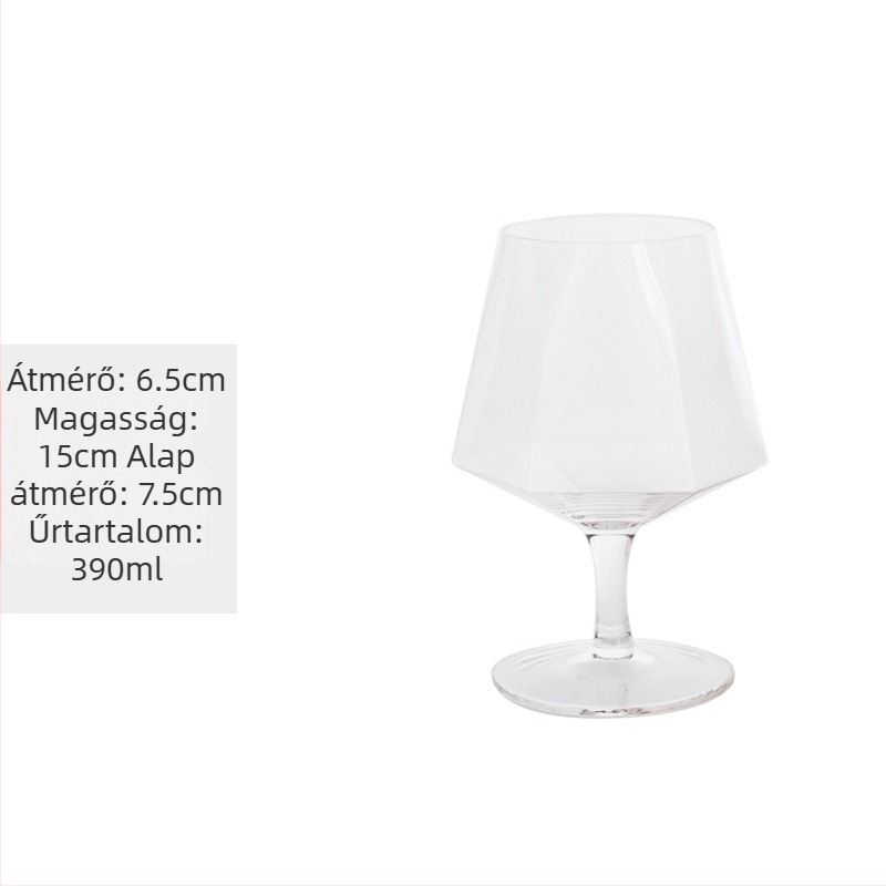 Kristályból készült borospohár hatszögletű gyémánt mintával, arany díszítéssel, átlátszó, 301–400 ml, modern minimalista stílus