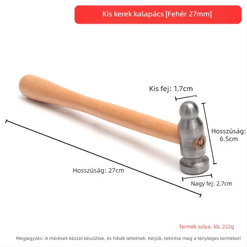 Kis vasból készült kalapács – négyszögletes fejű kalapács fémmunkákhoz és ékszerfiniseléshez arany- és ezüstékszerekhez