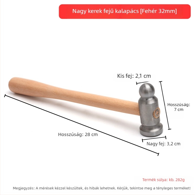 Kis vasból készült kalapács – négyszögletes fejű kalapács fémmunkákhoz és ékszerfiniseléshez arany- és ezüstékszerekhez